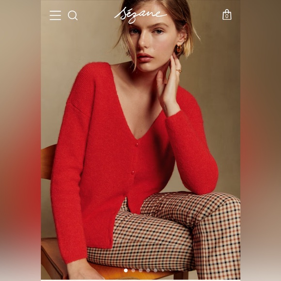 SEZANE - gilet Barry red cardigan - Picture 4 of 4